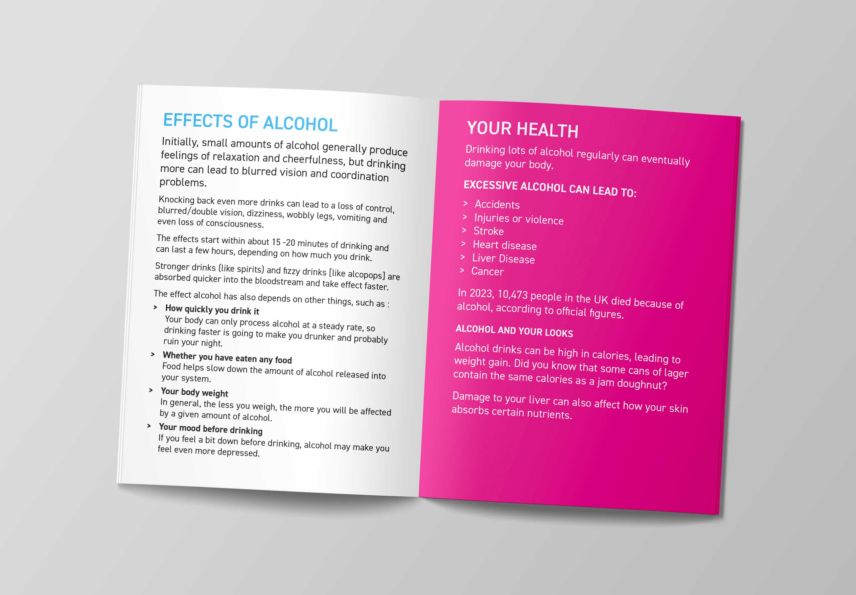 BOOZE: alcohol awareness booklet for young people new to drinking - effects of alcohol page page